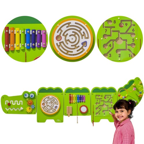 Tablica sensoryczna manipulacyjna Krokodyl VIGA 89 z certyfikatem FSC — edukacyjna zabawka Montessori