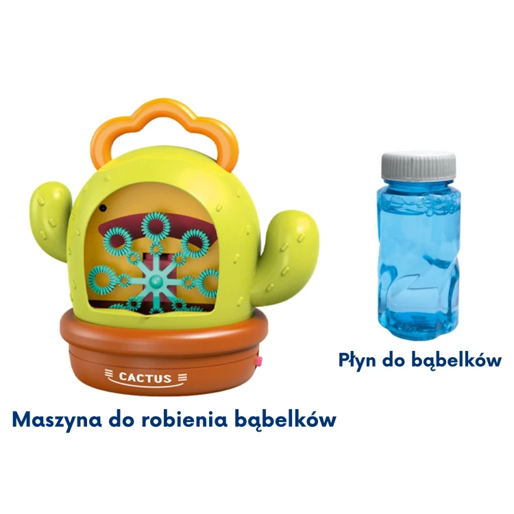 Kaktus 48 ustawiony przy dziecięcej ogródkowej dekoracji — pokaz skali i proporcji wobec innych zabawek