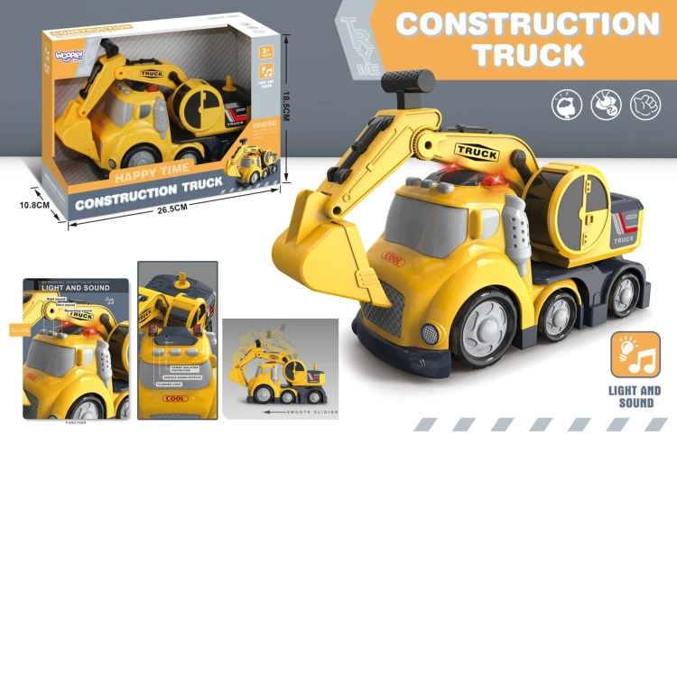 Nadruk z logo WOOPIE na boku koparki City Truck — wyraźne oznaczenie marki przy kabinie pojazdu