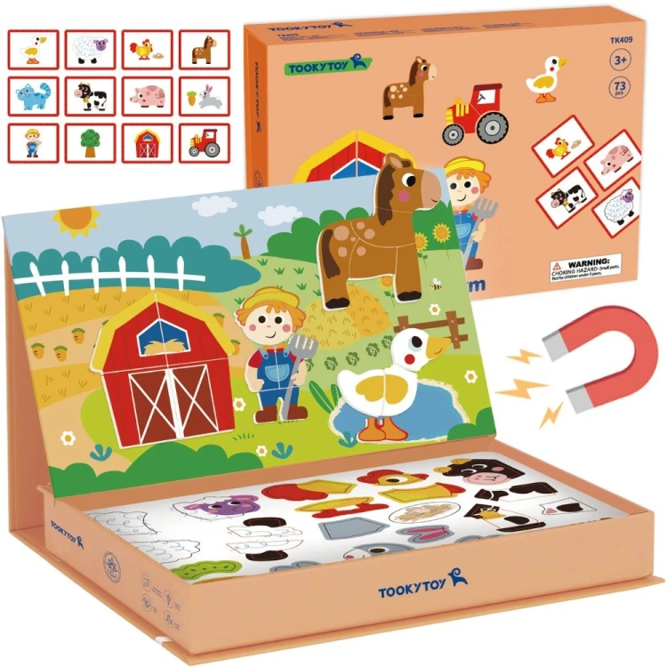 Układanka magnetyczna Farma TOOKY TOY 51 — kolorowa plansza z magnetycznymi zwierzętami i ilustracjami