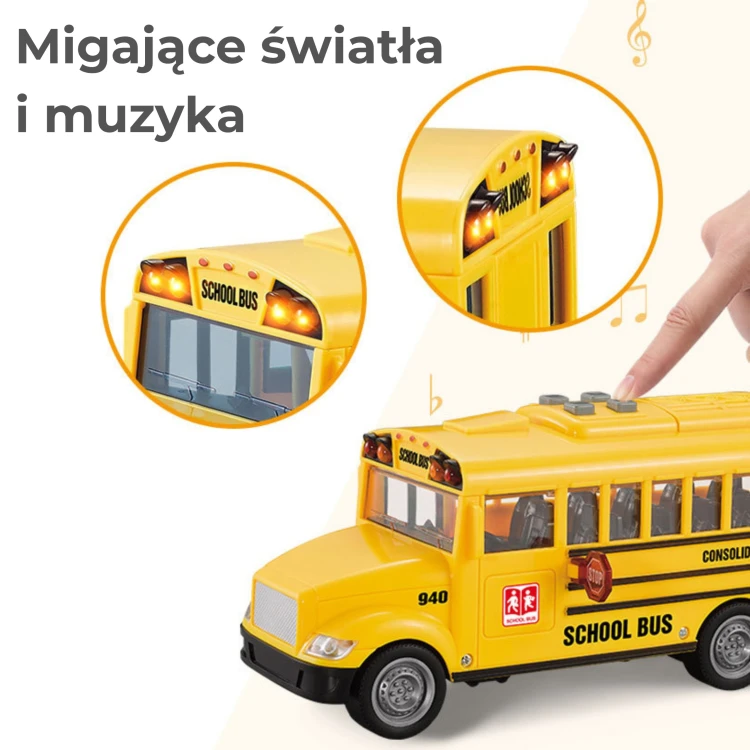 Spód i mechanizm kół autobusu WOOPIE — widoczna konstrukcja podwozia modelu
