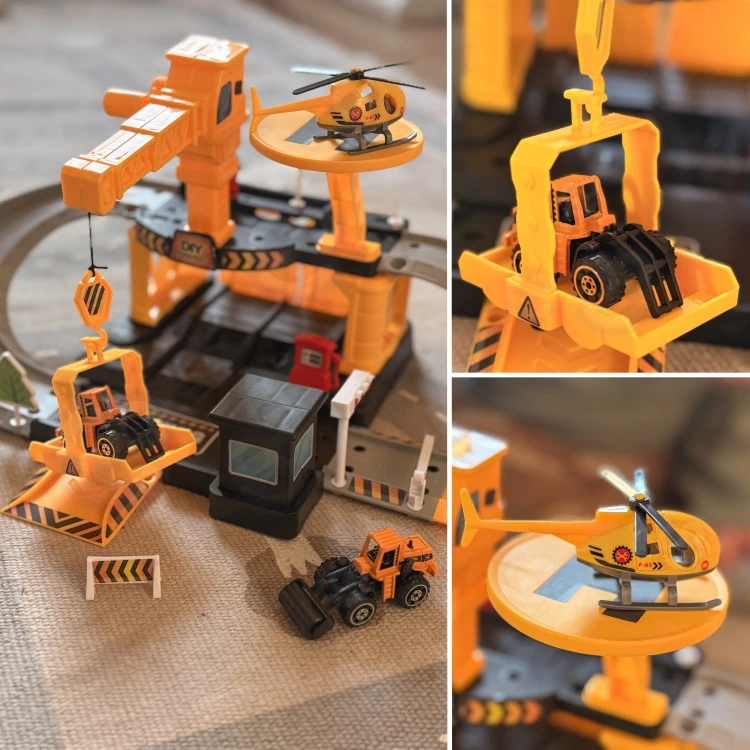 Zbliżenie na elementy Roboty Drogowe 41el — oznakowanie i akcesoria zestawu WOOPIE