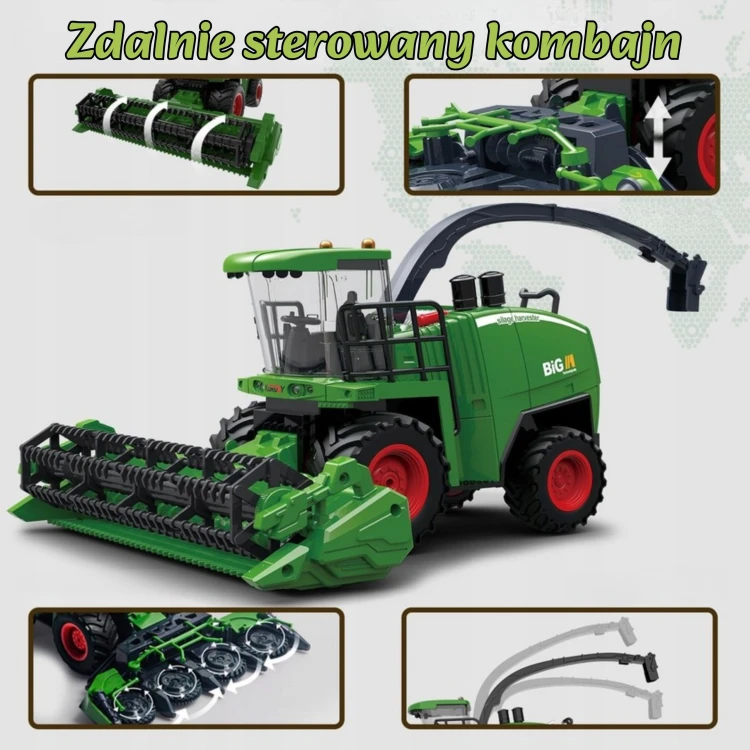 Zbliżenie na heder kombajnu 1:24 marki 48 — ostrza, podbieracz i mechanizm tnący