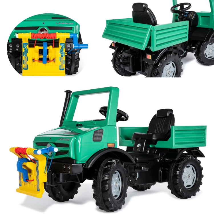 Ciężarówka na pedały RollyUnimog Forst Rolly Toys Mercedes-Benz z funkcjonalną wyciągarką i kabiną