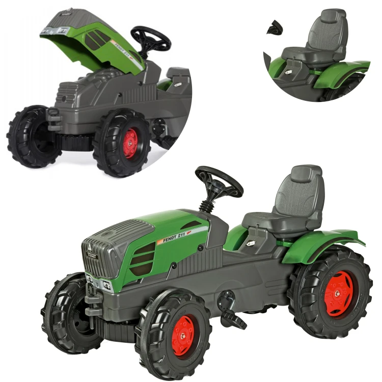 Rolly Toys Fendt 211 Wielki Traktor na pedały — widok z przodu z kabiną i dużymi kołami