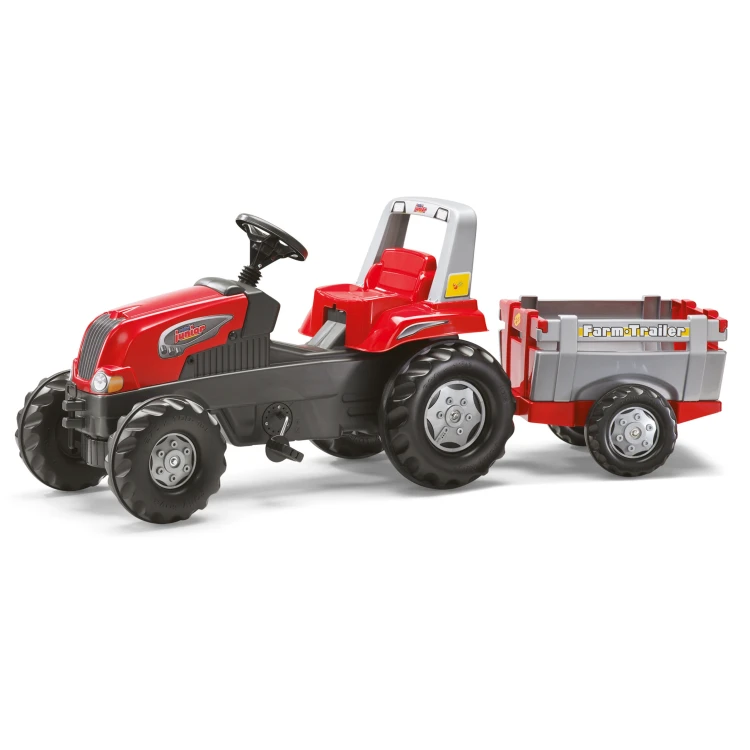 Rolly Toys RollyJunior RT — traktor na pedały z przyczepą, solidna konstrukcja i ergonomiczne siodełko dla dzieci