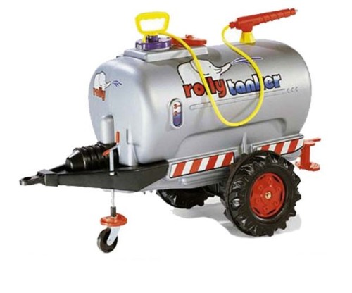 Widok boczny przyczepy cysternej rollyTrailer Rolly Toys — widoczny zbiornik, zaczep oraz boczny zawór