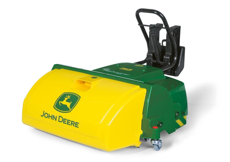 Zamiatarka John Deere Rolly Toys 59 — widok z przodu z uchwytem i szczotką do zamiatania, zielony kolor