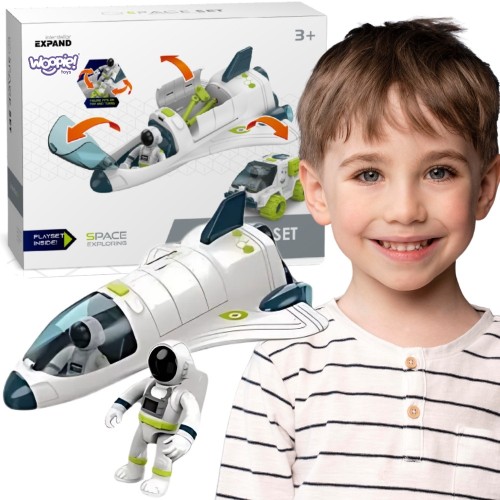 Zestaw Kosmiczny WOOPIE 48 — prom i łazik Space Set na białym tle, widok całego zestawu
