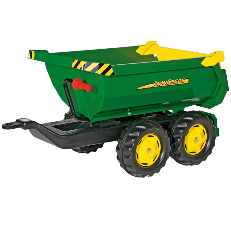 Zbliżenie na mechanizm wywrotki RollyHalfpipe John Deere — zawiasy skrzyni i solidne zaczepy