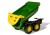 Kątowy plan nadwozia przyczepy John Deere — zielone malowanie i charakterystyczny profil burty