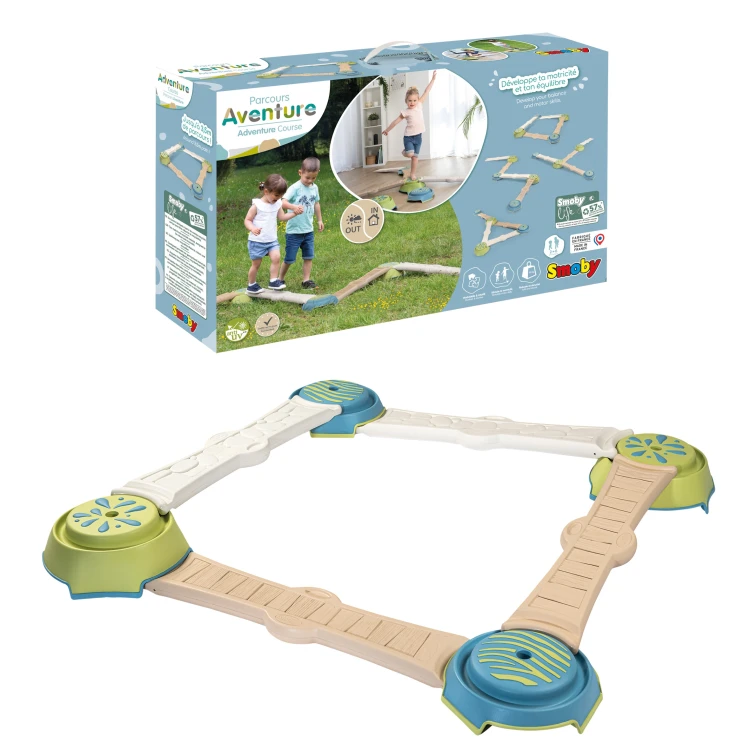 Smoby Równoważnia 60 — pełny widok kolorowego toru równoważnego, pokazany z przodu i z boku