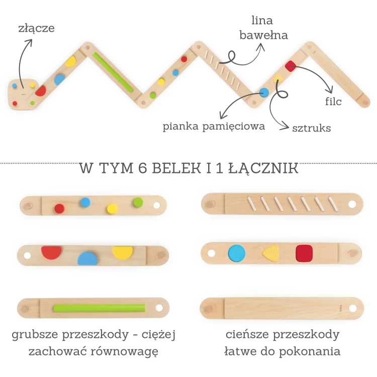 Moduły połączone pod kątem — przykład zmiany konfiguracji toru równoważnego marki VIGA podczas zabawy