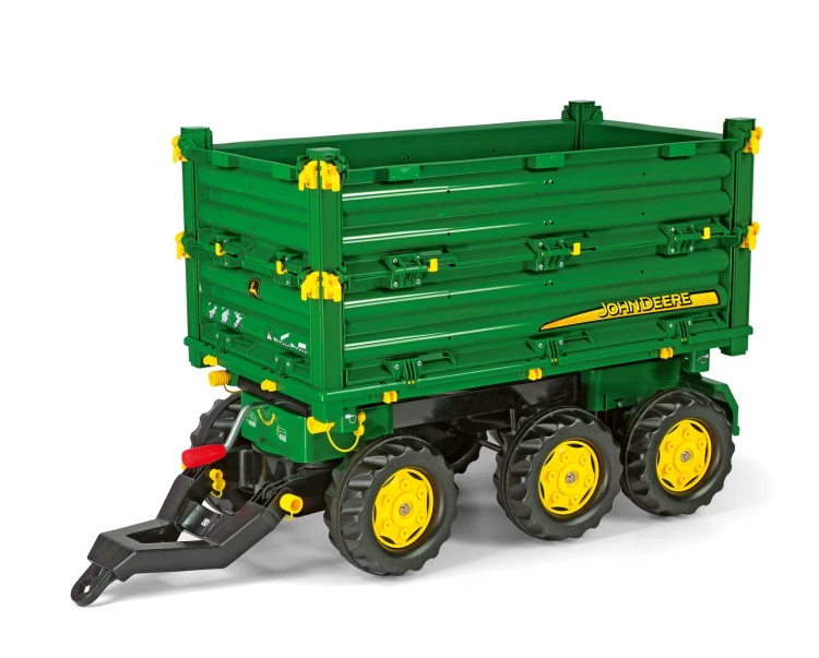 Rolly Toys Rolly Multi Trailer — Przyczepa wywrotka Rolly Multi John Deere, widok z przodu i zaczepem