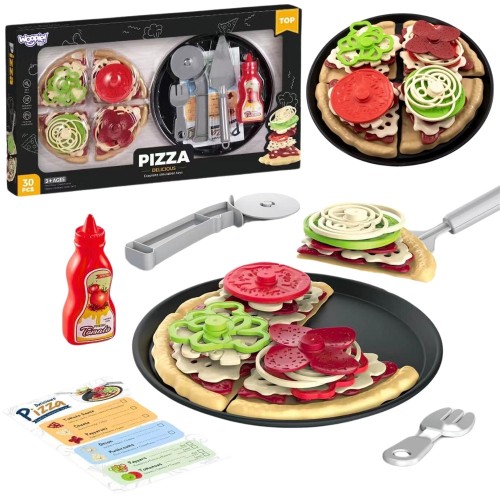 Pizza do krojenia WOOPIE — zestaw XL Restauracja 30 el., widok całości z akcesoriami i pudełkiem