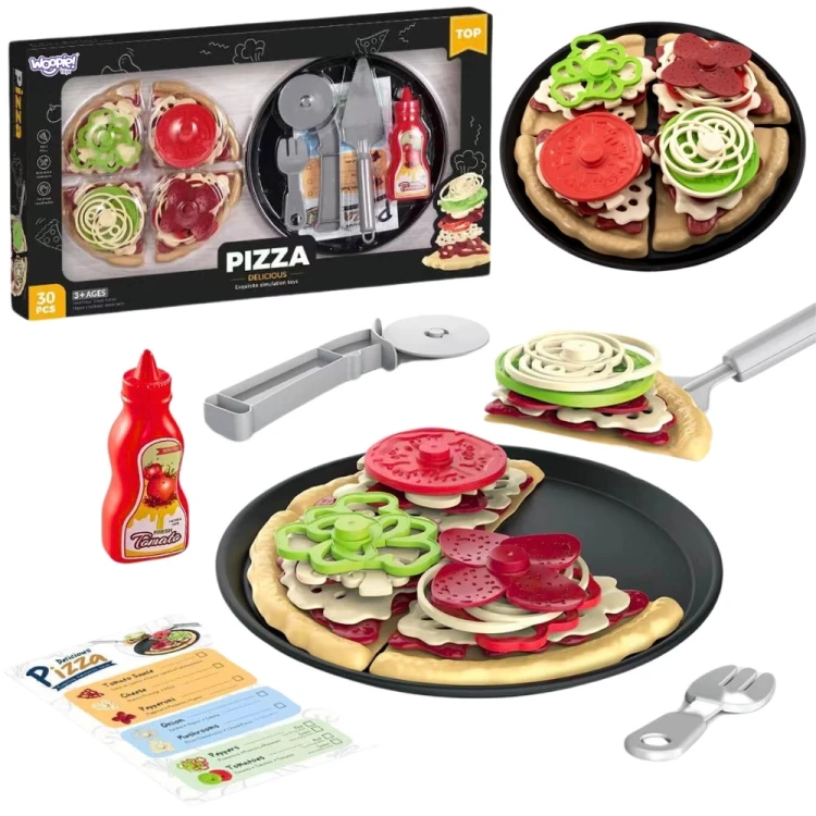 Pizza do krojenia WOOPIE — zestaw XL Restauracja 30 el., widok całości z akcesoriami i pudełkiem