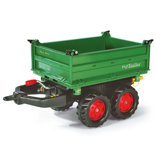 Rolly Toys rollyTrailer — przyczepa wywrotka Mega Trailer do traktora, ujęcie z boku i mechanizmu wywrotu