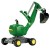 Rolly Toys RollyDigger koparka samobieżna John Deere — zielony jeździk, widok z przodu z łyżką roboczą