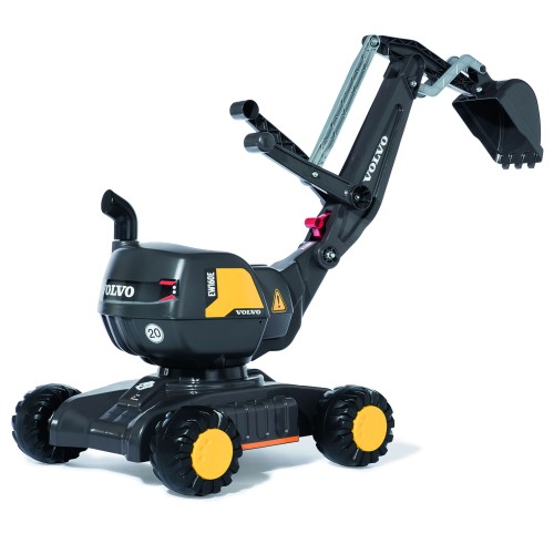 Rolly Toys Volvo rollyDigger — koparka samobieżna i jeździk obrotowy w czarnym wykończeniu, widok z przodu