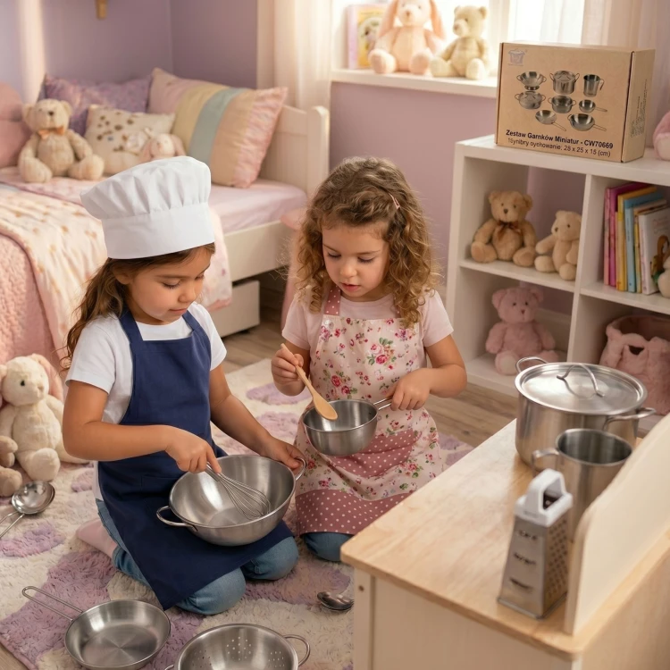 Widok akcesoriów kuchennych CLASSIC WORLD EDU rozłożonych na blacie — różne kształty i detale