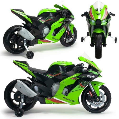 Motocykl INJUSA Kawasaki Ninja ZX R10 12V — widok 3/4 ukazujący linie nadwozia i przedni reflektor