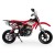 Tylny fragment INJUSA Motor Cross — reflektor, wydech i tylne mocowanie nadwozia na czerwonym tle