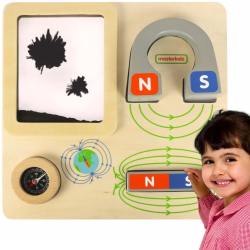 Tablica edukacyjna MASTERKIDZ – magnetyczna zabawa z kompasem i elementami Montessori