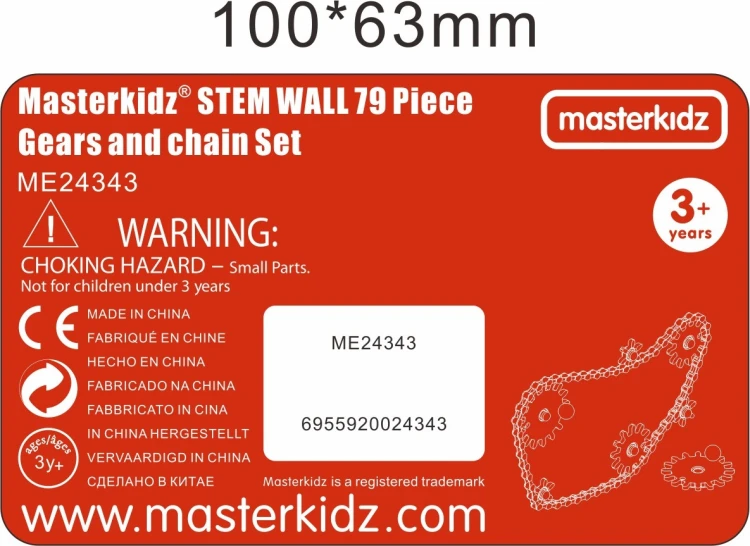 Zmontowany mechanizm na tablicy pokazuje przełożenia kół zębatych — demonstracja działania zestawu MASTERKIDZ