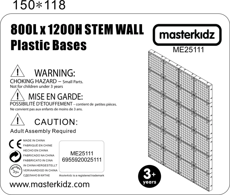Rozkład modułów na tablicy 120x80 cm MASTERKIDZ — układ zadań edukacyjnych, kolorowe pola i elementy manipulacyjne