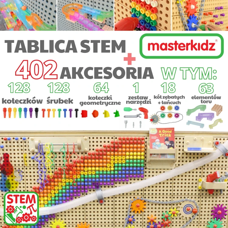 Detal powierzchni tablicy z miejscem na notatki i ćwiczenia edukacyjne — MASTERKIDZ, stacja STEM