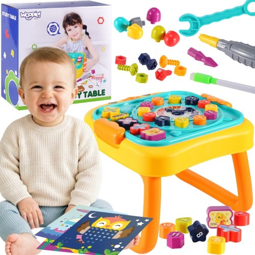 Interaktywny Stolik Edukacyjny 3w1 Woopie Baby z elementami do nauki i zabawy