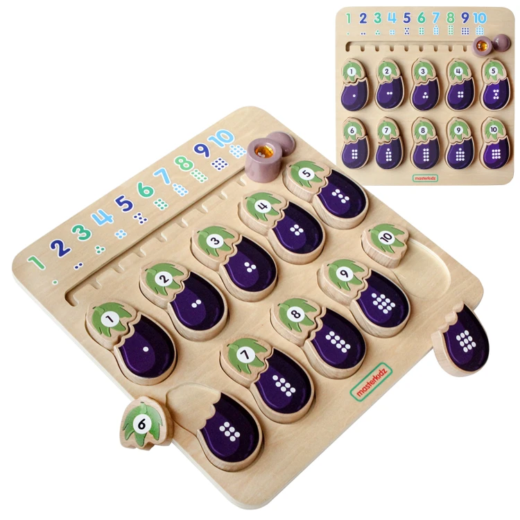 Tablica edukacyjna MASTERKIDZ Bakłażan — kolorowy panel Montessori do nauki liczb i manipulacji elementami
