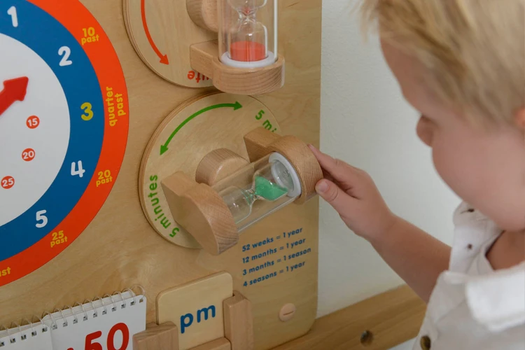 Kątowy widok tablicy edukacyjnej z podkreślonymi elementami do manipulacji, Tablica Edukacyjna Flex marki MASTERKIDZ