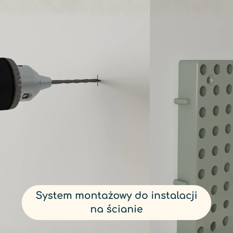 Boczny widok panelu MASTERKIDZ — profil montażu ściennego, widoczna rama i grubość panelu