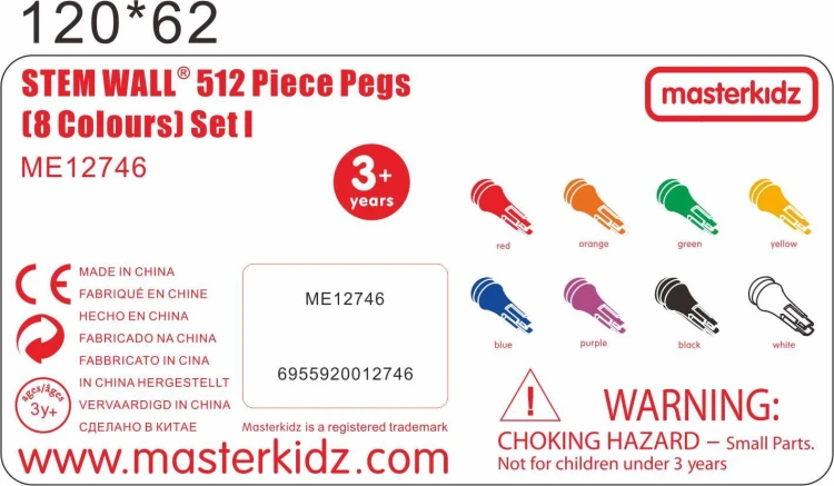 Widok zawartości zestawu 512 sztuk — komplet kołeczków do tablicy naukowej w 8 kolorach