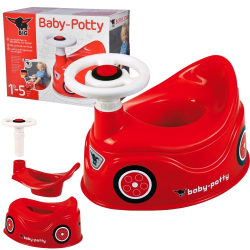 Nocnik New Bobby Car w formie autka z kierownicą marki BIG — kolorowy, przyjazny dla dziecka design