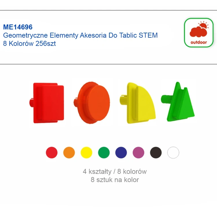 Elementy posegregowane według kształtów i kolorów — akcesoria do tablic STEM MASTERKIDZ 55