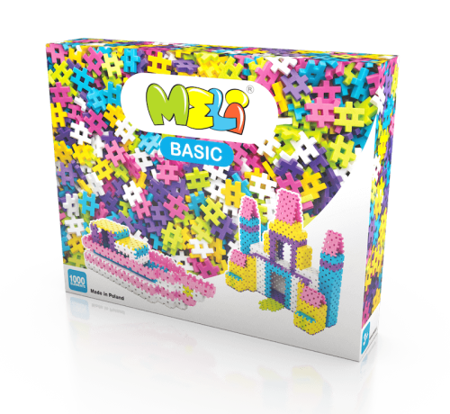 Zestaw Klocki Meli Basic Pink — widok wielu wafli w pastelowych odcieniach różu, fioletu i bieli ułożonych obok siebie