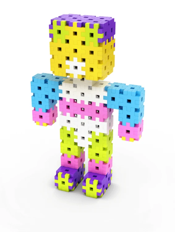 Zbliżenie na teksturę i kształt wafla Meli Basic — element 2,5 × 2,5 cm gotowy do łączenia w mozaiki i budowle