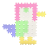 Zbliżenie na krawędzie elementów Meli Minis Pastel — widoczne dopasowanie elementów do układania 2D i 3D, wymiar 1,5 × 1,5 cm
