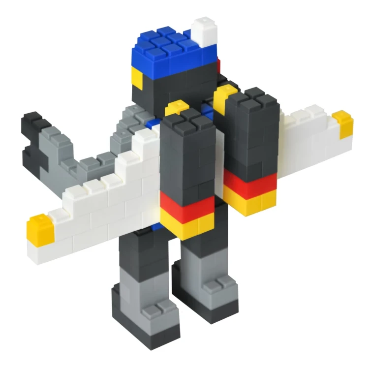 Detal elementów zestawu Bricks Robot — różne kształty i kolory części przeznaczonych do konstrukcji