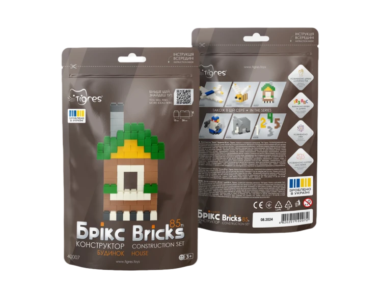 Opakowanie zestawu Klocki konstrukcyjne Bricks 85 el. z informacją o wieku 3+ oraz oznaczeniami zgodności z normami EN-71 i CE