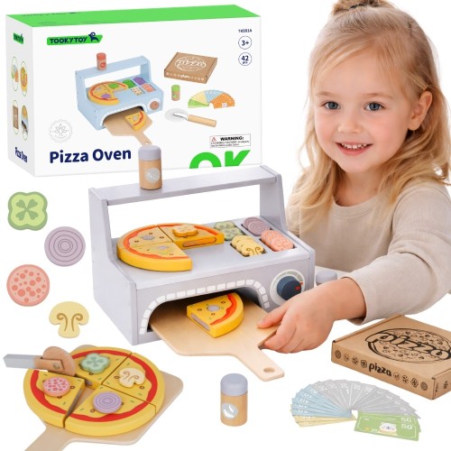 Pizzeria Drewniany Piec do Pizzy TOOKY TOY 51 — frontowy widok z zamkniętymi drzwiczkami