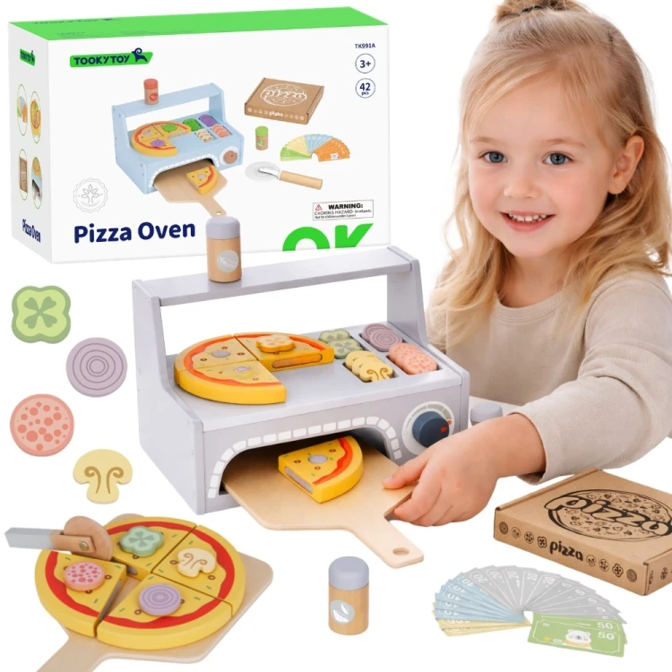 Pizzeria Drewniany Piec do Pizzy TOOKY TOY 51 — frontowy widok z zamkniętymi drzwiczkami
