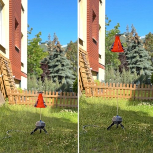 Zbliżenie na dyszę Rakieta Na Wodę WOOPIE — rozprysk wody i detal kolorowej powierzchni