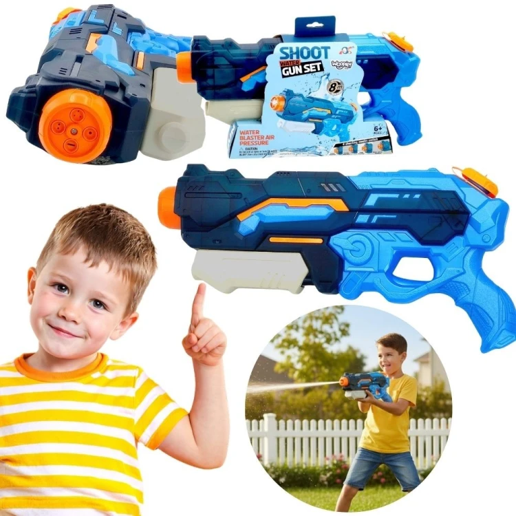 WOOPIE pistolet na wodę ciśnieniowy — widok całego narzędzia z uchwytem i dyszą gotową do strzału