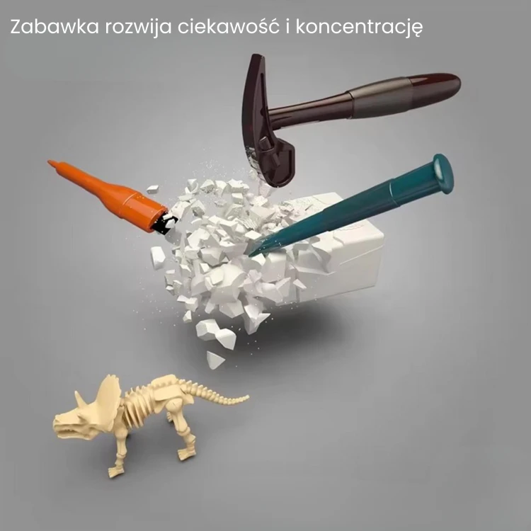 Boczny widok zamkniętego opakowania z etykietą — pudełko wykopaliska 'Mały Archeolog' marki WOOPIE widoczne z boku