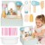 Drewniana toaleta TOOKY TOY (51) z akcesoriami — frontowy widok całości z otwartą klapą i detalami.