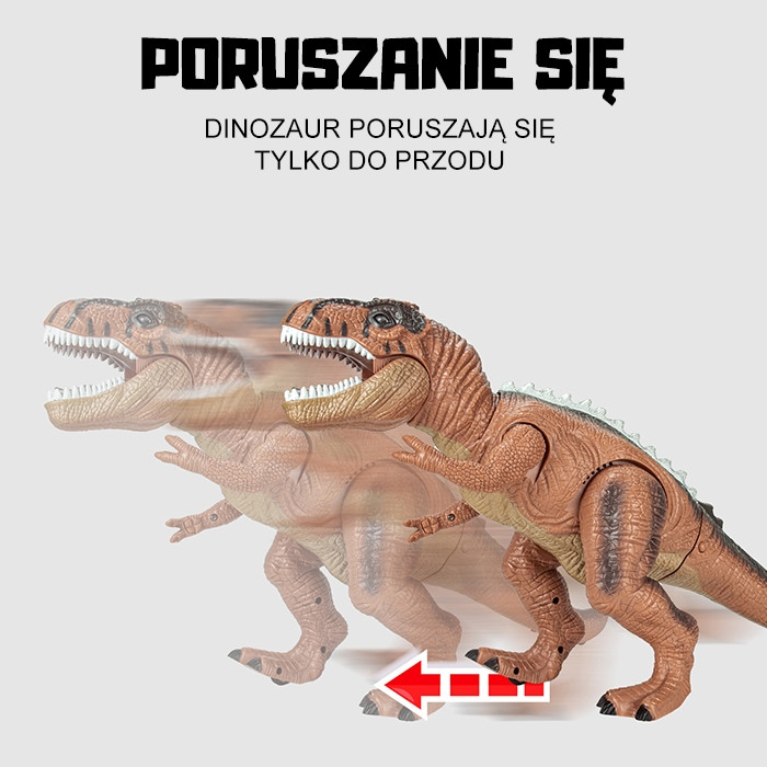 Dziecko bawi się dinozaurem RC WOOPIE — demonstracja skali i zabawy na dywanie w domu
