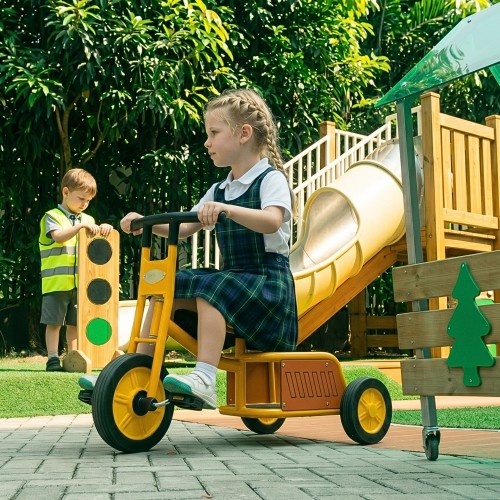 Zbliżenie na kolorowe lampy sygnalizatora CLASSIC WORLD EDU — gładkie wykończenie drewna i szczegóły farby